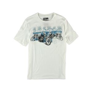 No Borders Mens Motorcycle Band Graphic T-Shirt, White, NWT